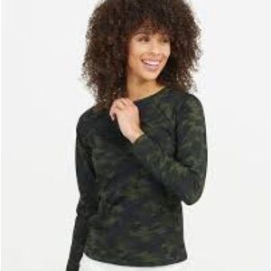 SPANX Women's Green Camo Swim Shirt Rashguard
